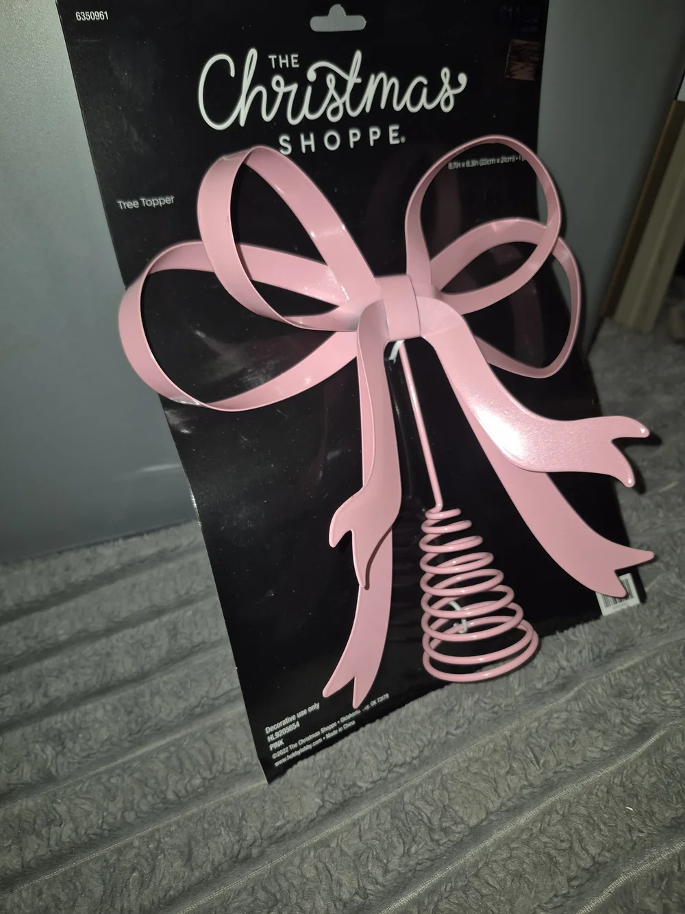 Pink Metal Bow Tree Topper